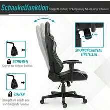 Ergonomischer Bürostuhl Gaming Stuhl Drehstuhl från Konstleder & Schaumstoff Schwarz 67,5x74x126-136cm för bekväma Arbeiten & Games - Svart - Visa 2