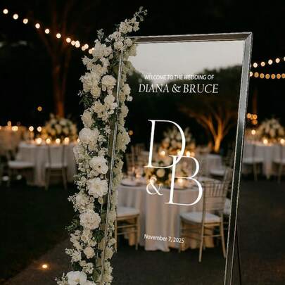 1pc- Custom Wedding Mirror Stickers, Welcome To Our Wedding Entrance Sign, Custom Vinyl Decal Sticker Mirror, Wedding Sign Decoration DIY Wedding Decal, Custom Mirror Engraving Decal Sticker, Wedding Items, Wedding Decoration, Anniversary, Birthday, Multi-Functional, Ideal Gifts For Him, For Anniversaries, For Valentine's Day, For Mother's Day, For Birthdays, For Father's Day, For Graduation, For Weddings, For Housewarming Scrapbook Supplies Funny Stickers Scrapbooking Supplies Kindle, Office Organization, Gifts For Women, Selfie Mirror