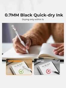 黑色墨水，书写流畅，可伸缩圆珠笔，软握笔杆，速干凝胶笔，适合日记、万圣节、圣诞节等场合，可爱又实用，男女通用。 - 多色 - 查看 6