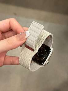 Compatible With Apple Watch Minimalist Magnetic Silicone Strap For Ultra/SE 2/SE 1/Series 11/10/9/8/7/6/5/4/3/2/1, 38/40/41/42/44/45/46/49mm - Starlight - View 8