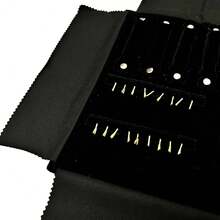 UnionPlus Velvet Travel Jewelry Case Roll Bag For Necklaces Brackets Earrings Rings, Black - BlackMulti - View 9