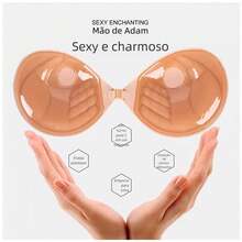 Strapless Adhesive Bra, Concealed, Sexy Silicone Breast Stickers For Women, Push-Up Style, Wedding Dress Styling. - Màu be - Xem 2