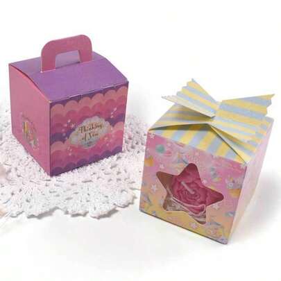 12/6Pcs Cartoon Fantasy Square Mermaid Theme Gift Packaging Box With Visual Window For Birthday, Wedding, And Theme Party Gift Packaging Boxes