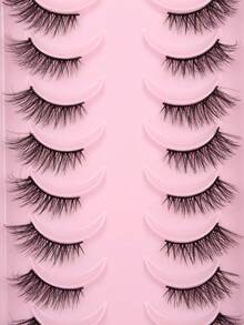 10 Pairs Criss-Cross Curled False Eyelashes, Cosmetic Accessories - Black - View 6