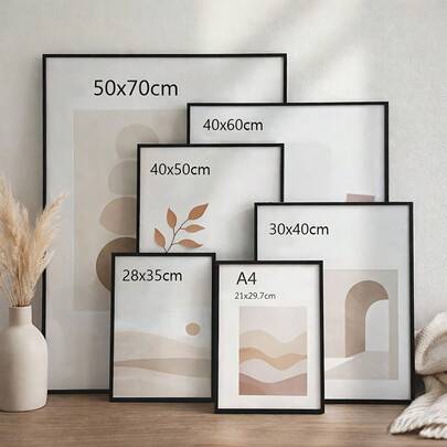 3pcs 30x40 40x50 50x70cm Picture Frames Black Thin Aluminum for Poster Photo Metal Frames With Plexiglass Mat Wall Mount Table Home Decor