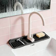Silicone Faucet Splash Guard – Leak-Proof Drip Catcher Mat For Kitchen And Bathroom - Black - View 9