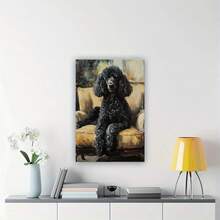 1pc Elegant Poodle Oil Painting Style Art Mural Print, Wood Frame Wall Art, Room Decor, Living Room Bedroom Easter Decoration - Friends And Family, Ready To Hang - Framed - View 10