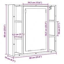 vidaXL Badezimmer-Spiegelschrank In Altholz-Optik, 60x16x60 Cm, Holzwerkstoff - Gelb - Übersicht 11