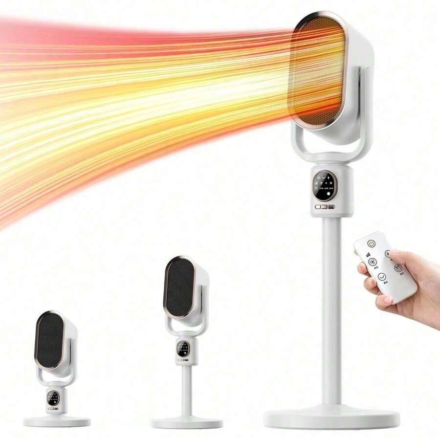 PTC,calefactor,calefactor electrico,Calentador de Cerámica Eléctrico Portátil Ultra Rápido y Silencioso con Termostato Ajustable y Temporizador Calefactor Personal Heater (1200W) (blance) - por defecto - Ver 1