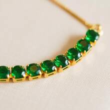 Pulseira Riviera Esmeralda banhado a ouro 18k - Dourado - Visão 2