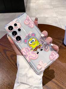 SPONGEBOB 1件装 时尚卡通创意老鼠装扮 海绵宝宝花朵图案 透气防震手机壳保护套 兼容三星/ 17/16/15/14/13/12/11 Pro Max/12 Pro/14 Plus 及其他型号 - 彩色 - 查看 8