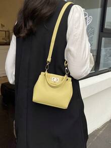 Fashionable Commuter Bag, Luxury Women's Handbag, Elegant Shoulder & Top Handle Multi-Function Work Bag - Yellow - View 4