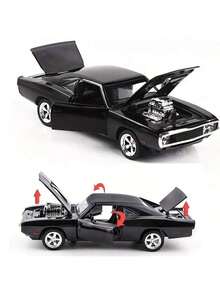 1个道奇汽车模型摆件，合金模型车，多功能，车门可活动开启，生日礼物，圣诞礼物，万圣节礼物，完美礼物，文具，减压球 - 黑色 - 查看 4