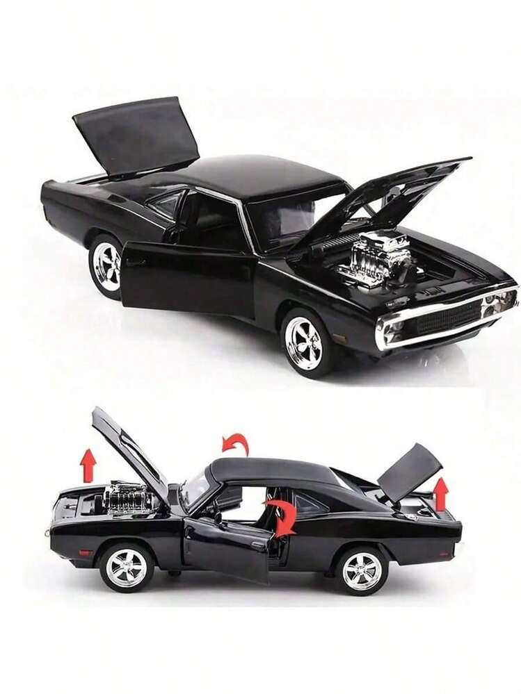 1 pièce Ornement de modèle de voiture Dodge, modèle de voiture en alliage, multifonctionnel, modèle de voiture avec portes ouvrantes, cadeau d'anniversaire, cadeau de Noël, cadeau d'Halloween, cadeau parfait, papeterie, balle anti-stress - Noir - Voir 3