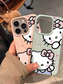 SANRIO Ốp lưng điện thoại hình mèo dễ thương lấy cảm hứng từ mèo cho iPhone 17 Pro Max/15/16 Pro/14/13/12, chất liệu giả da mềm mại, kiểu dáng nữ tính. - Hồng - Xem 2
