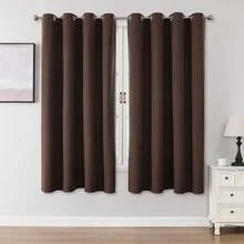 单片或双片遮光窗帘,仿亚麻质感窗帘,客厅窗帘,卧室遮光窗帘,隔热窗帘,防水窗帘,家庭影院/餐厅背景帘,顶部带孔眼窗帘,两片装,长度可选84英寸、72英寸、63英寸,两片装可选 - 深棕色 - 查看 33