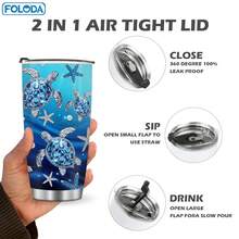 Foloda-Jewelry Sea Turtles Gifts For Women Mom Sea Turtles Lover Girls Sea Turtle Tumbler 20oz  With Lid Jewelry Drawings Stainless Steel Insulated Tumblers Coffee Travel Mug Cup Gift For Birthday Mother's Day Christmas Art Gifts Keep Drink Hot&Cold - Default - View 2