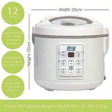 Rice Cooker Slow Cooker And Food Steamer For 1-6 People 1.2 Litre - Keep Warm Function Delay Timer Premium Inner Pot Spatula And Measuring Cup Perfect Rice Every Time Quick And Easy - As Pic - View 4
