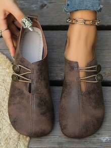 New Soft Bottom Flat Heel Loafers, Comfortable Versatile Slip-On Casual Grandma Shoes, European & American Style - màu nâu - Xem 10