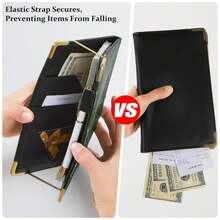 Server Books For Waitress Cute Waitress Book With Money Pocket Leather Server Book With Zipper Wallet Black Serving Book Organizer Fit Server Apron - ColorH - 查看 4