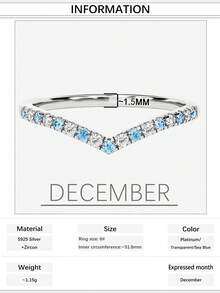 1pc Luxury S925 Sterling Silver V-Shaped Vita Chroma Ring With 12 Birthstones, Suitable For Women, Wedding, Gift For Girlfriend, Holiday - V-shaped - View 13