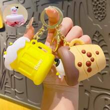 1个2026年畅销创意奶茶杯奶牛挤压玩具钥匙扣，卡通趣味减压挂件，背包挂件，完美礼物，节日礼物，生日礼物，趣味礼物，情人节礼物 - 彩色 - 查看 3
