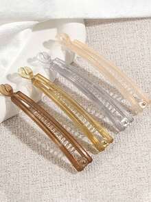 4个优雅简约香蕉夹，女士发饰盘发固定器，精致发夹，优雅发型装饰，节日礼物 - 4pcs多色 - 查看 2