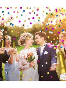 1个香槟手持式彩纸礼炮，无压弹簧式金箔彩纸礼炮，派对气氛道具，适用于婚礼、生日、酒吧、庆典等场合。 - 彩色 - 查看 6