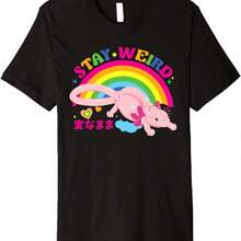 Kidcore Clothes Balloon Axolotl Aesthetic Decora Stay Weird Premium T-Shirt - Black - View 1
