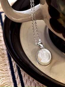 1件S925纯银极简椭圆形吊坠项链，优雅日常佩戴精致锁骨链，女士礼物 - 橢圓 - 查看 8