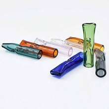 5个彩色玻璃可重复使用香烟过滤嘴，扁平吸嘴方便清洗（颜色随机），带便携容器的吸烟配件 - 透明 - 查看 5