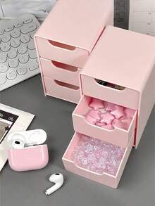 3-Layer Drawer Storage Box, Used For Storing Jewelry, Hair Accessories, Earrings And Small Items, Furniture Office Study Desk Organizer, Jewelry Storage Box, Drawer-Style Cosmetic Organizer, Bedroom Decor Desk Organizer, Home Desk Drawer Storage, Suitable For Women - Multicolor - View 7