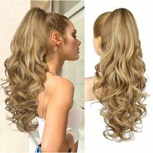 24 Inch Deep Wave Ponytail, High Temperature Fiber Synthetic Clip-In Ponytail Extension, Basic Style - Multicolor - View 16
