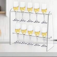 1 Set Acrylic 3-Tier Champagne Tower, Wine Glass Display Rack, Stemware Holder, Tabletop Champagne Cup Stand, Suitable For Wedding, Birthday, Party, Back To School, Cocktail Display - Transparent - View 3