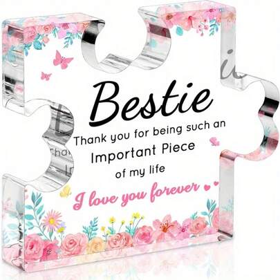 Best Friend Bestie Gifts For Women – Puzzle Piece Acrylic Plaque, Heartfelt BFF Soul Sister Keepsake, Gift Idea For Mom Friends & Work Bestie, Unique Birthday Friendship Gift