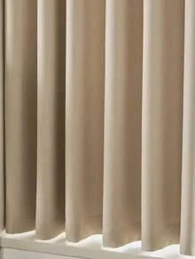 1 Stück einfarbiger moderner Verdunkelungsvorhang aus Viskose, mit Gardinenstange, geeignet für Wohnzimmer und Schlafzimmer - transparenter und lichtfilternder Vorhang, Wohnzimmervorhang, Schlafzimmervorhang - Beige - Übersicht 8