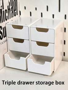 1pc Desktop Storage Box, Multi-Purpose Mini Plastic Storage Box With Drawer, Suitable For Desktop Or Wall-Mounted - Space Saving, Can Hold Cosmetics And Accessories, Handbag Shape Design, Mixed Colors, Portable Jewelry Box, Small Jewelry Box, Home Jewelry Organizer, Travel Organizer, Mini Storage Box, Travel Jewelry Zipper Box - Multicolor - View 3