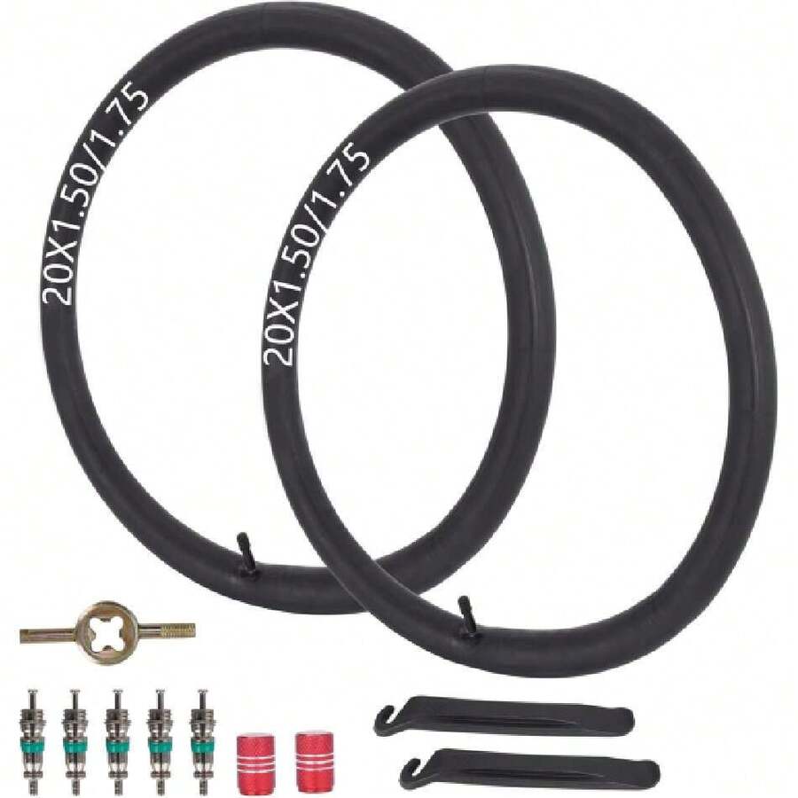 20 Inch Bike Tube 20x1.50/1.75 Bike Tube AV32mm Schrader Valve Compatible With 20 X 1.50 20 X 1.60 20 X 1.70 20 X 1.75 Bike Tires 20" Bicycle Tube With Tire Levers 2 Pack,41160637 - Dusty Purple - View 1