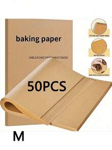 50/100/200pcs High Quality Parchment Paper Liners - Non-Stick, Oil-Proof, Waterproof Baking Mats Suitable For Air Fryer, Steamer And Oven Cooking - Wood Color - View 12
