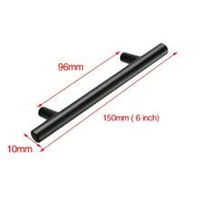 4个不锈钢T型橱柜把手，76毫米和96毫米旋钮和拉手，黑色家具把手 - 彩色 - 查看 12