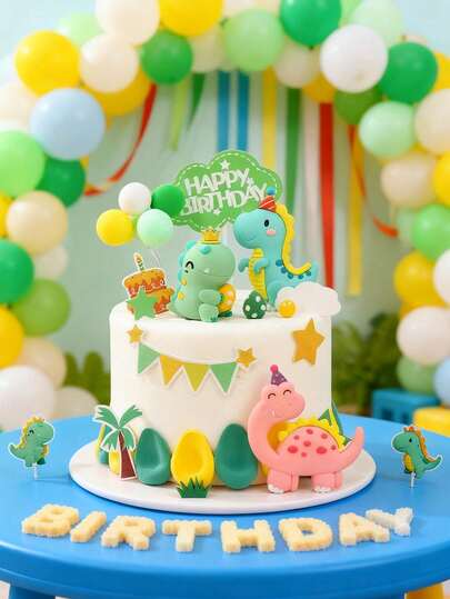 1pc Soft Clay Dinosaur Egg Cake Topper - Cute Cartoon Mini Dinosaur Cake Decoration Suitable For Boys' Birthday Cake And Baby Shower Gifts