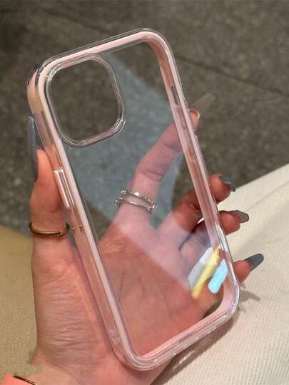 新款时尚彩色TPU粉色三合一手机壳，优质材料，加厚硬质，彩色实心边框，个性化创意，经典简约防摔，全覆盖透明手感，色彩鲜艳，防水防震防摔防刮。