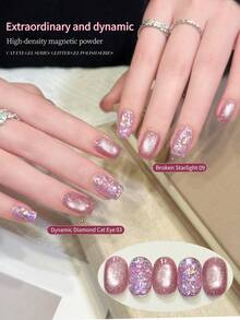 XEIJAYI 2支装15ml粉色猫眼闪粉凝胶指甲油套装，UV LED浸泡式指甲凝胶，半永久，DIY沙龙级美甲凝胶指甲 - 彩色 - 查看 11