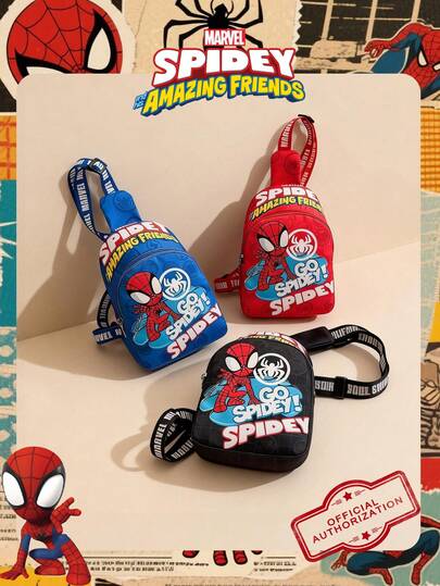 Marvel 1 Pc Officially Licensed Pattern Sling Bag, Boys' Casual Chest Crossbody Bag, Lightweight Adjustable Strap Chest Bag,Cartoon Coin Purse, Ideal For Boy,Boy, Young Fans,Students, Perfect For Daily School Runs, Outdoor Play, Theme Park Visits, Holiday Trips, Convenient For Holding Snacks