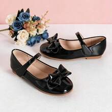 Giày bệt Mary Jane dễ thương cho bé gái, có nơ trang trí, khóa dán. - màu đen - Xem 6