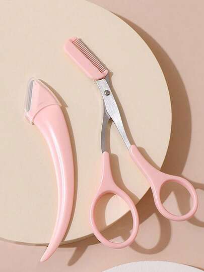 Eyebrow Grooming Tools Set, Including Angled Eyebrow Razor, Eyebrow Scissors With Comb, Large Eyebrow Scissors, Crescent Eyebrow Knife, Crescent Eyebrow Knife For Beginners, And Neutral Depilation Accessories