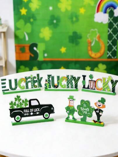 1件圣帕特里克节木制装饰品，木制摆件，圣帕特里克节派对装饰品，家居装饰品，节日派对用品，适合家居装饰，节日中心摆件，做工精细，圣帕特里克节装饰品