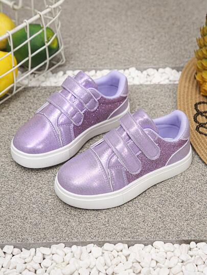1 Pair Unisex Children's Flat Shoes, Minimalist Solid Color Glitter Fashion Casual Soft Sole Suitable For Daily Wear, School, Outdoor, Sports
