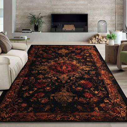 Orange And Blue Bohemian Pattern Rug, Decorative Mat, Living Room Carpet, New Year Outdoor Essential, Rug, Christmas Gift, Hallway Carpet