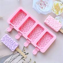 2pcs Creative Rectangle Ice Pop Mold, 4-Cavity Cake Silicone Mold, Hill-Shaped Ice Cream Popsicle Mold, For Chocolate Baking Tools - Multicolor - View 4